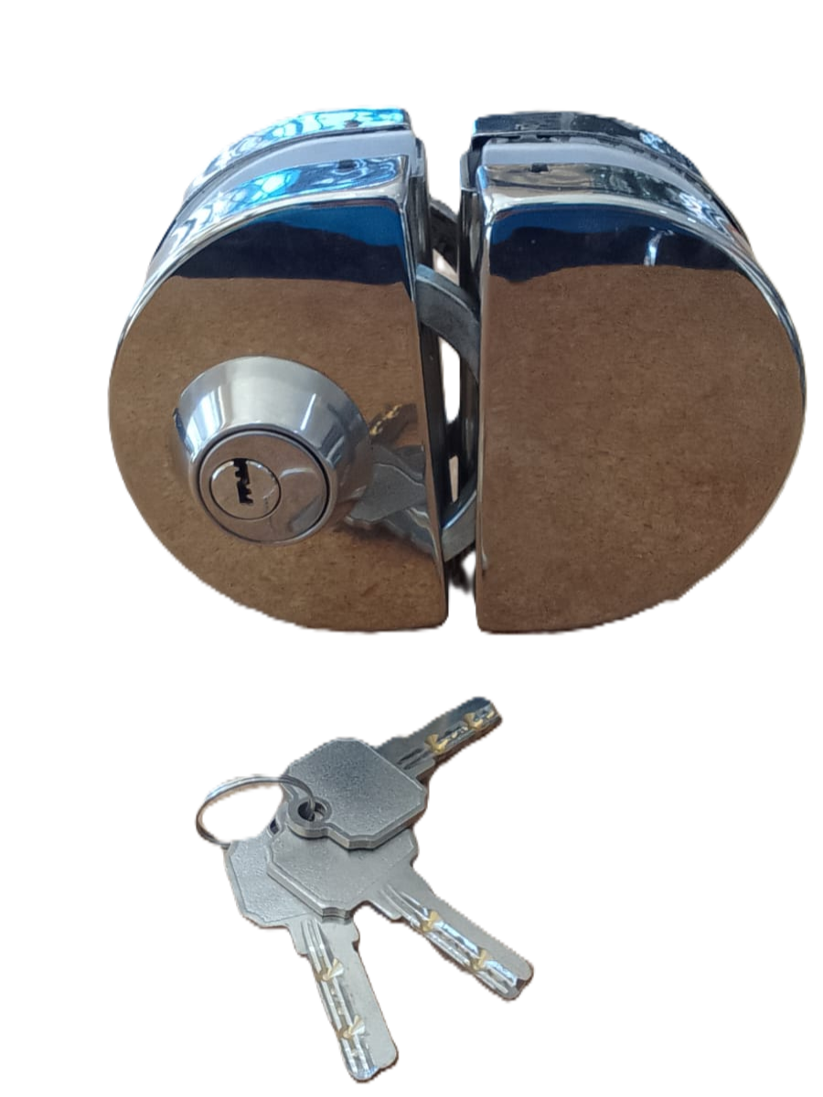 Cerradura De Centro Vidrio-Vidrio Plata Acero Inoxidable